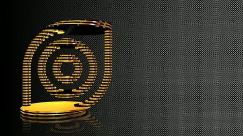 Elegant Gold and Black 3D Geometric Ring Structure Animation
