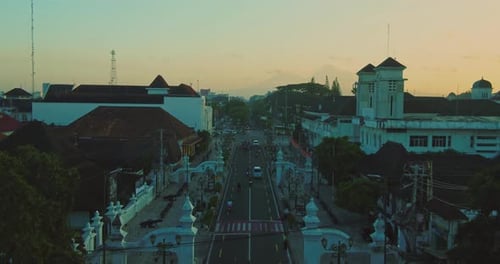 Yogyakarta, 17 July 2023, Aerial view of the city center in the morning