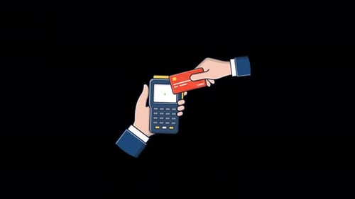 Credit Card Payment on POS Terminal Flat Animation