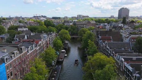Amsterdam Canal View from Above on Sunny Day