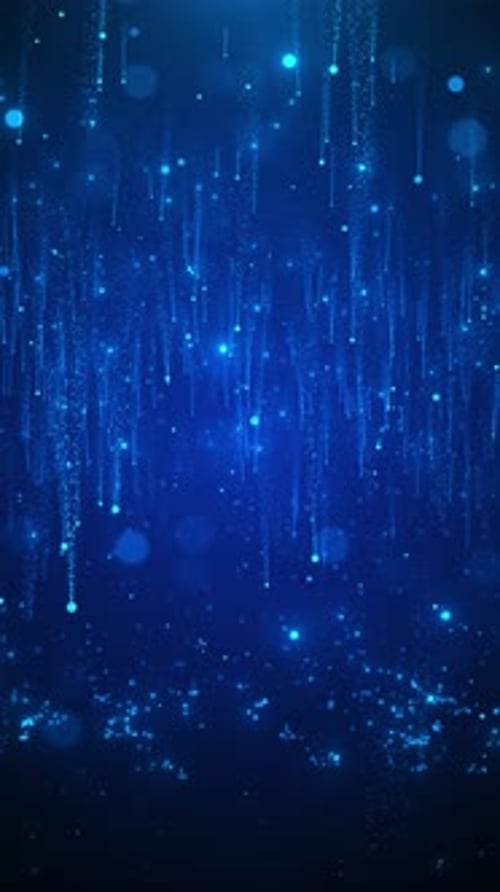 Abstract Blue Particle Rain Digital Background