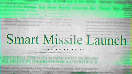 Glitchy Text Reveal: Smart Missile Launch Newspaper Title
