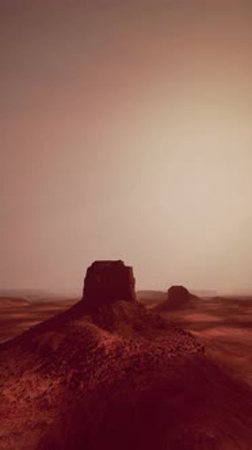 Desert Landscape With Rock Outcropping