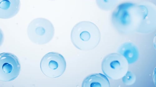Floating Microscopic Blue Cells Abstract Scientific Background