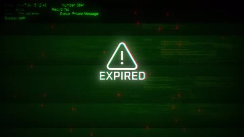 Expired Attentions Screen Motion On Abstract Technology Background Green Color
