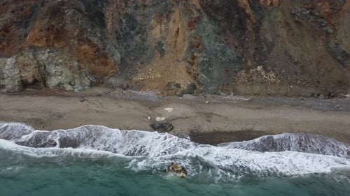 Aerial View From Above on Wild Beach Nature Summer or Spring Ocean Sea Beach Background Small Waves