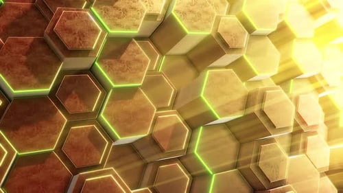 Abstract Hexagon Background with Glowing Lines and Dynamic Movement