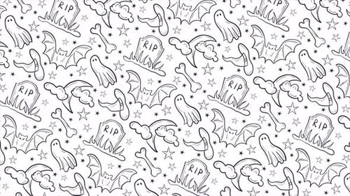 Halloween doodle background pattern on a seamless loop