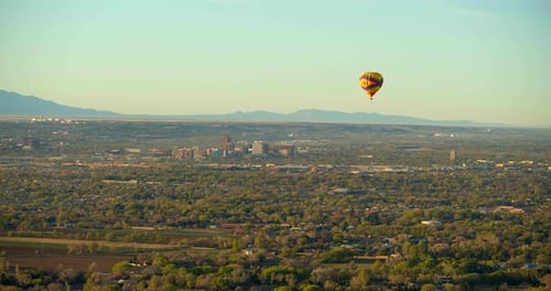 Hot Air Balloons Above Albuquerque, New Mexico at Sunset Adventure