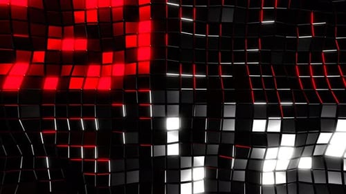 Quadratischer Neongitter-Hintergrund in Weiß und Rot VJ Loop l 4K