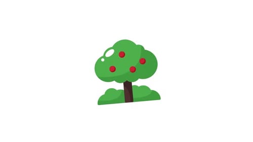 Animated Flat Design Apple Tree Growth