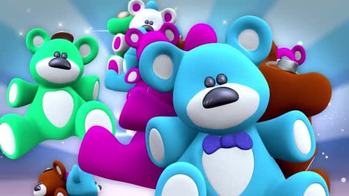 Colorful Cartoon Teddy Bears Tumble and Spin Animation
