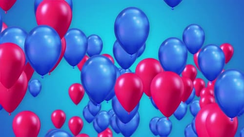 Lebendige fliegende blaue rote Luftballons Weißer Alphakanal