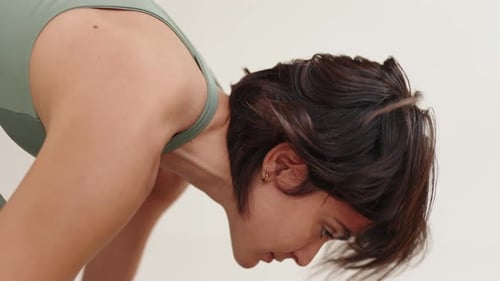 Woman Stretching in Athletic Wear Close Up