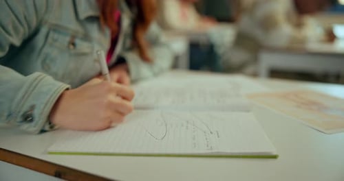 Student Tearing Paper in Classroom