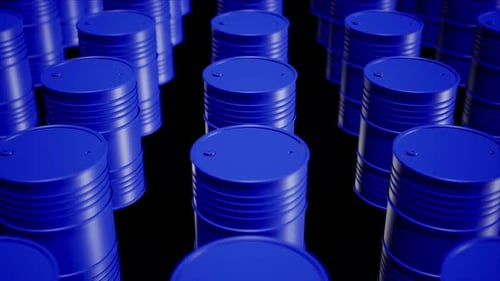 Blue Barrels In A Row