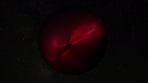 Abstract Red Fluid Orb Animation in Starry Space