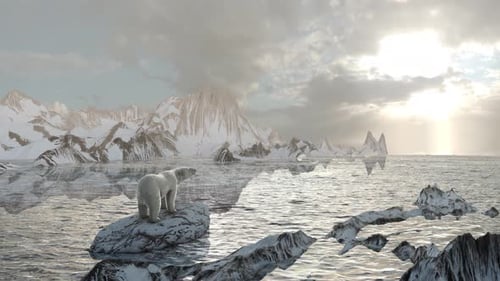 Eisbär auf Eisberg mit Nordpollandschaft