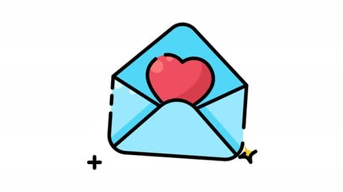 Decorative Envelope with Bouncing Love Heart Animation