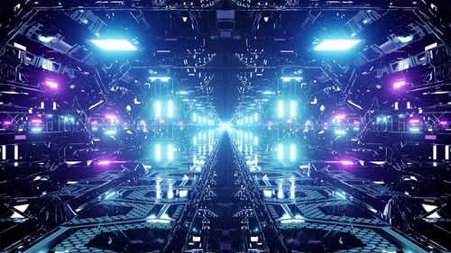 Flickering Neon Sci Fi Vj Tunnel