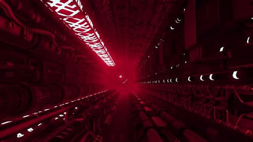 Flying Into Spaceship Tunnel Scifi Spaceship Corridor