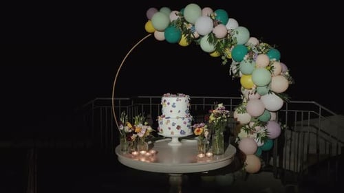 Decorated cake on a table for a party