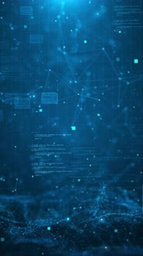 Futuristic flight digital line landscape waves, dust particle Abstract cybersecurity technology digi