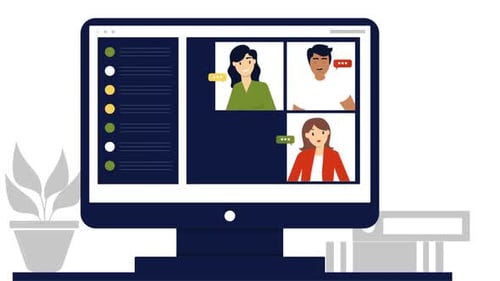 Flat Design Animated Video Conference Call Illustration