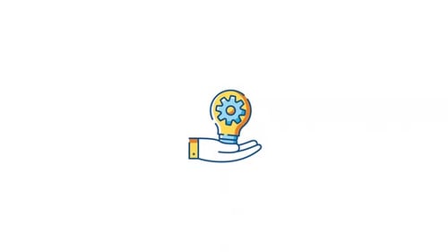 Animated Icon of Hand Holding Lightbulb with Gear
