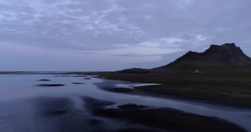 Aerial view over Stokknes peninsula in southeast Iceland