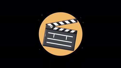 Animated Clapperboard Icon in Flat Cartoon Style