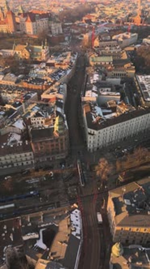 Old Districts of Krakow From a Bird'seye View