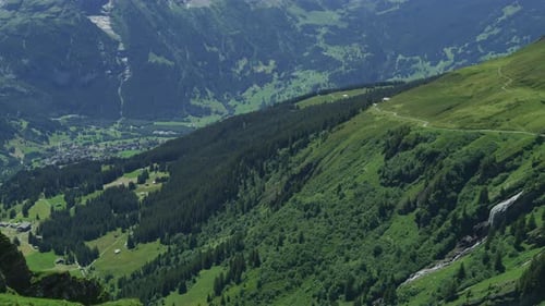 Grindelwald village and the Swiss Alps
