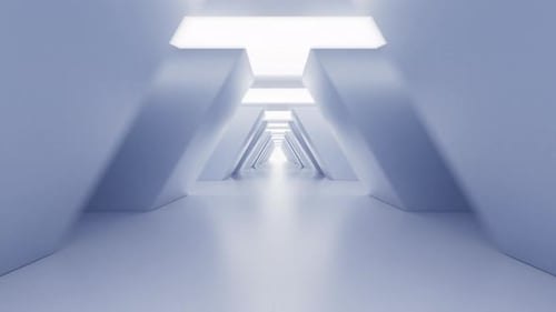 Leerer weißer Tunnel mit futuristischem Stil