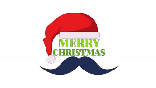 Animated Santa Hat and Mustache Merry Christmas Greeting