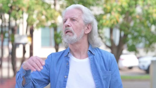 Portrait of Old Man Searching Opportunity Outdoor