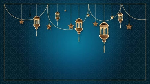 Elegant Golden Lanterns and Stars Background for Ramadan and Eid