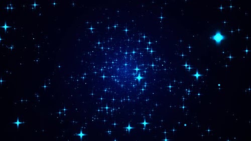 Blauer Flug durch den Magic Star Stream-Hintergrund VJ Loop in 4K