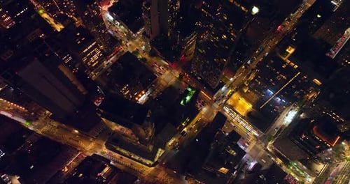 Lively vibrant New York with busy traffic. Light streets of amazing metropolis at night.