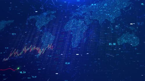 Futuristic Currency Exchange Stock Chart Finance Economy Display monitor data Trade, technology, inv