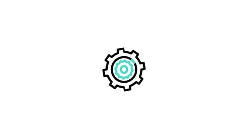 Animated Flat Design Gear Icon for Settings and Technology