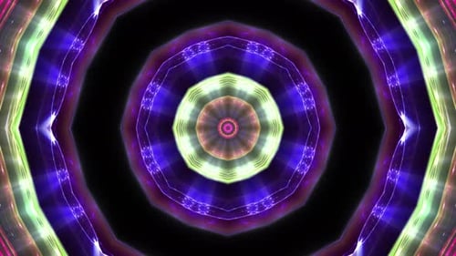 Pulsating Geometric Neon Kaleidoscope Pattern Background