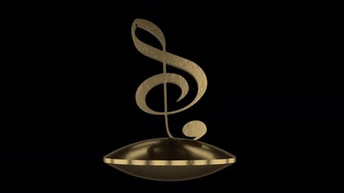 Golden Treble Clef Rotating Music Symbol