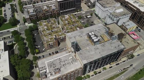 Aerial View of Urban Apartment Buildings on Sunny Day