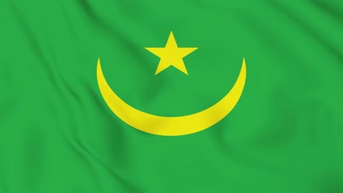 Mauritania Flag Waving Animated Seamless Loop Background
