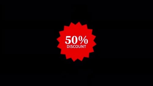 Animated 50 Percent Discount Label Flat Design