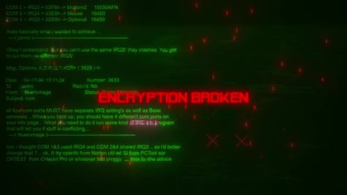 Encryption Broken Warning Text On Hacking Background Screen V04