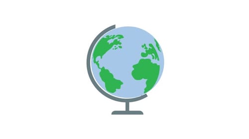 Animated Flat Design Spinning Earth Globe Icon