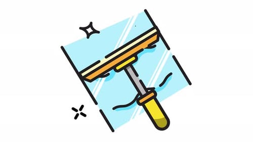 Flat Design Window Cleaning Squeegee Icon Animation
