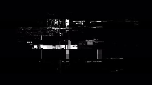 Corruption Collection: A logo reveal transition on a black screen with distorting white bars effect